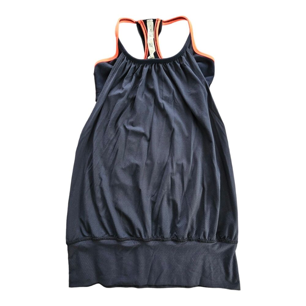 Lululemon No Limits Tank Navy Blue Size 4 Built in Bra Elastic Waist